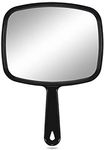 PROTECLE Large Hand Mirror, Salon Barber Hairdressing Handheld Mirror with Handle (Square Black 10.3"x7.4")