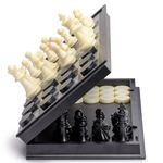 Yellow Mountain Imports Medium 2-in-1 Travel Magnetic Chess & Checkers Board Game Set - 31.8 Centimeter - Portable, Folding & Travel Perfect