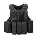 HUNTVP Tactical Vest Military Army Waistcoat Molle Assault Combat Airsoft Vest for Men Women CS Training Camping Hiking Hunting Outdoors (Type3-Black)