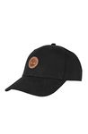 Timberland Men's Baseball Cap with Leather Patch Logo, Black, One Size