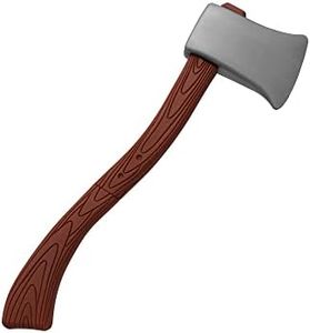 Nicky Bigs Novelties Adult 3-Piece Plastic Hollow Lightweight Fake Long Axe with Brown Handle - Lumberjack Fake Axe Long Prop - Adult Halloween Cosplay Costume Props, Brown Silver