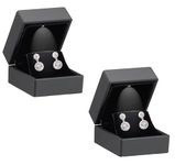 Allure - 2 Pack, Luxury Earring Boxes With LED Light, Square Shaped Elegant Diamond Earring Case, For Unique Proposal, Engagement Or Wedding, Black Velvet Interior Jewelry Display Gift Box.