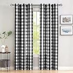 White Black Check Curtains Buffalo Check Curtain Panels 90 Inch Long for Living Room Bedroom Rustic Farmhouse Gingham Window Treatment Sets for Guset Farmhouse Home Décor Grommet 60"W 2 Panels