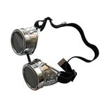 Cyber Goggles Steampunk Welding Goth Cosplay Vintage Goggles Rustic (Silver)