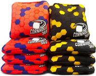 Cornhole365 Themed Cornhole Bags - All-Weather, Heavy-Duty Polyester Fabric, Resin Filling, Double-Stitched Duck Cloth - Professional Corn Hole Bean Bags for Indoor & Outdoor Use - Hexagon - Set of 8