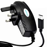 Moto G8 Power Lite Charger - Micro USB UK 3 Pin Mains Charger Adapter for Motorola Moto G8 Power Lite (Micro USB, Mains Charger) (Black)