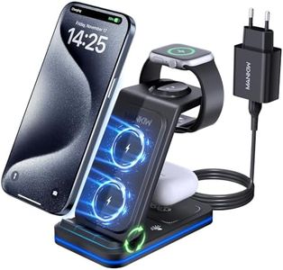 3 in 1 Stazione Ricarica per iPhone 15/14/13/12/XS/X/8 serie,MANKIW Caricabatterie Wireless per i-Watch 8/Ultra/7/6/SE/5/4/3/2, per Air Pods 3/Pro 2