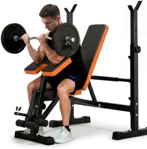 YOLEO Beginner Weight Bench Set for Home Gym, 6-in-1 Adjustable Workout Bench with Squat Rack, Foldable Full Body Fitness Equipment for Bench Press, Sit-Up & Strength Training