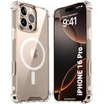 TheGiftKart Shockproof Ultra-Hybrid Back Cover Case for iPhone 16 Pro Compatible with MagSafe | 360° Protection | Crystal Clear Hard Back Cover Case for iPhone 16 Pro (Transparent Bumper)