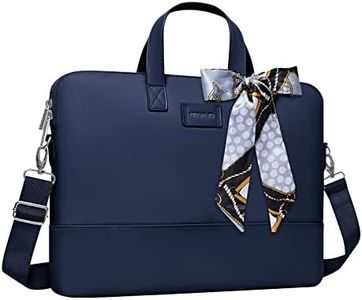 MOSISO Laptop Borsa da Donna 15 pollici Computer Borsa Compatibile con MacBook,HP,Dell,Lenovo,Asus,Razer Notebook,15,6 Laptop Spalla Trasporto Messaggero Borsa con Cinghia e Seta Sciarpa,Blu Navy
