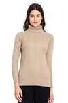 GODFREY Turtle Neck Woollen Full Sleeve Sweaters for Women - 3XL Beige