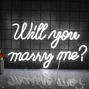 Will You Marry Me Neon Sign Marry Me Sign White Led Wedding Sign Neon Wedding Sign Neon Letters for Proposal Decorations,Wedding Party,Valentines Day,Girlfriend