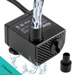 hygger Ultra Quiet 53GPH (200L/H, 3W) Submersible Mini Water Pump Comes with 2 Nozzles, for Aquariums, Fish Tank, Fountain, Hydroponics, Max Lift Height 1.7ft ,120V/60HZ, Power Cord 6ft