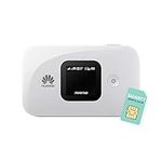 Huawei E5577, CAT 4, 4G Low Cost, Super-Fast Portable Mobile Wi-Fi Hotspot, with FREE SMARTY SIM Card, Unlocked to any Network- White