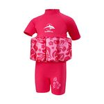 Konfidence Float Suit - Traditional Kids Swimsuit for 1-5 Years with Adjustable Buoyancy/Removable Foam Floats - Super Soft,Flexible Lycra (Pink Hibiscus, 2-3 Years)