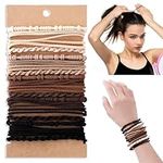 20PCS Bracelet Hair Ties for Women, Boho Bands Nylon Braided Hair Ties Ponytail Holders Elastic Hair Ties No Damage for Thick Thin Long Curly Hair