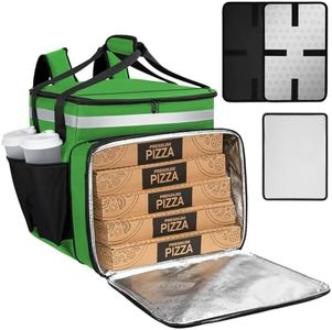 Wigojoy Food Delivery Backpack, Expandable Delivery Backpacks for Hot/Cold with Reflective Strips and Cup Holder, Bike Delivery Bag Backpack Suitable for Uber Eats, DoorDash, Pizza bag, Green