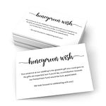 321Done Honeymoon Wish Cards (Set of 50) White, 3.5" x 5" Small - No Gifts Request Wedding, Invitation Insert, Enclosure Card, No Gifts Please, Wishing Well, Honeymoon Fund - Made in USA