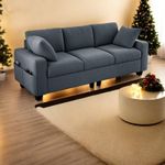 DWVO 80" Sofa Couch, Comfy Upholstered Loveseat with Extra Deep Seats, Chenille Fabric Sofa for Living Room Apartment Office, 3 Seater Couch with Side Storage Pockets, Easy Assembly, Grey