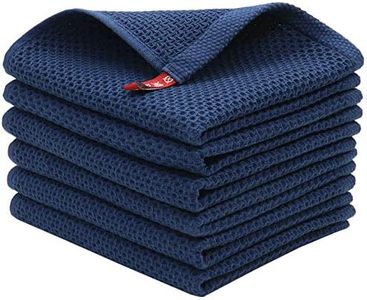 Mia'sDream Natural Cotton Dish Towels, Tidy Dish Cloths Rags, Waffle Weave Kitchen Towels, Soft and Absorbent Hand Towel Washcloths, 12inchx12inch 6 Pack (12inch x 12inch, Navy Blue)