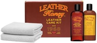 Leather Honey Complete Leather Care Kit: Cleaner, Conditioner, 2 Cloths. Non-Toxic Leather Care Made in The USA Since 1968. Restore Couches, Car Seats & Interior, Jackets, Shoes & Bags. for Any Color