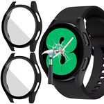 Jvchengxi [2 Pack Case for Samsung Galaxy Watch 4 / FE 40mm Screen Protector, Hard PC Matt Case+HD Tempered Glass Anti-Scratch Protective Film Bumper Cover for Galaxy Watch FE / 4 (Black/Black)