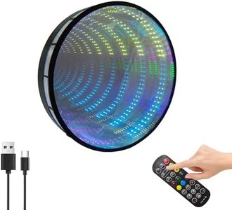 owosald Infinity Mirror 40cm/15.7in Black Acrylic LED Lighted Mirror, Remote Control, Modern Home Decor Mirror with Ambient Lighting
