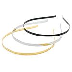 30Pcs Metal Hairband Metal Hair Bands Smooth Fashion Hairhoop DIY Craft Wire Frame Hairband Hair Band Hoop Hair Accessory 3 Colors for Men'S And Women'S Hair Accessories Non-slip (Black,Silver,Gold)