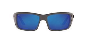 Costa Del Mar Men's Permit Polarized Rectangular Sunglasses, Matte Grey/Blue Mirrored Polarized 580p, 62 mm