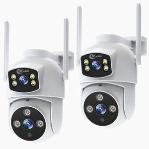 XVIM 2PK 6MP Dual Lens Security Camera Outdoor, 2.4GHz WiFi Cameras for Home with Waterproof, 360°View, AI Detection, Color Night Vision, Two-Way Audio