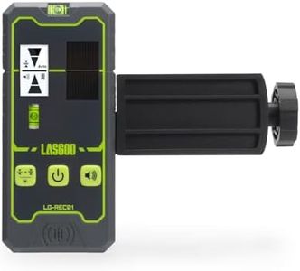 LasGoo LG-REC01 Laser Receiver for Laser Level, Dual LCD Display & Bubble Level, Green & Red Laser Beam Detector for Pulsing Line Lasers, Up to 164ft, Built-in Rechargeable Battery, Clamp Included
