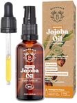 BIONOBLE Organic Jojoba Oil Cold Pressed Unrefined - Balances Sebum, Smoothes, Anti-Acne - 100% Pure Jojoba Oil for Skin, Face, Hair, Body - Vegan, Hexane Free - Glass Bottle, Pipette and Pump - 50ml