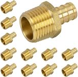 JUWO PEX Fitting, 1/2" Male NPT to 1/2" PEX Adapter for Plumbing Repairs or Remolding, Sturdy and Durable Brass Crimp Fitting (12 Pack)