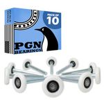 PGN 2" Nylon White Garage Door Rollers 10 Pack - Quiet and Smooth Garage Door Wheels Replacement - Garage Door Rollers with Double Seal - 4” Carbon Steel Stem