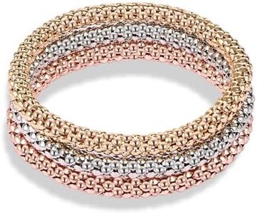 PORPI-JOJO 3 Pcs Gold/Silver/Rose Gold Bracelets For Women Trendy Bracelet Sets For Women Multi Layer Rose Gold Stretch Bracelets For Daily Wearing