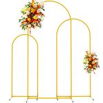 Putros Metal Arch Backdrop Stand Gold Wedding Backdrop Stand Square Arch Frame for Birthday Party Graduation Ceremony Decoration (3-Piece Set)