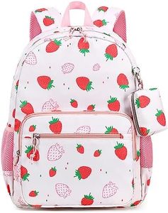 mygreen Kid Child Girl Cute Patterns Printed Backpack School Bag11.5"x15.7"x5.1", Strawberry Pink, 14 inch Laptop, Traditional Backpacks