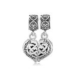 MiniJewelry 2PCS Grandmother Granddaughter Love Heart Dangle Charm Compatible with Pandora Charms Bracelets Family Grandma Mothers Day