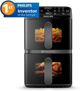 Philips 4000 Series Dual Basket Airfryer 10L – RapidAir, PFAS-Free Ceramic
