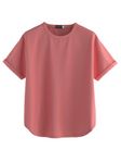 JUNEBERRY® Pure 100% Cotton Oversized Fit Round Neck Half Sleeves Boyfriend T-Shirt for Women & Girls (JTS0324PL41_L)