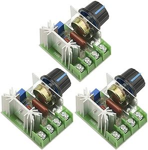 Gebildet 3pcs AC 110V-220V 2000W SCR Módulo Regulador de Voltaje Electrónico de Alta Potencia del Controlador de Velocidad del Motor LED Ultra Pequeño de 25A con Perilla de Control de Velocidad