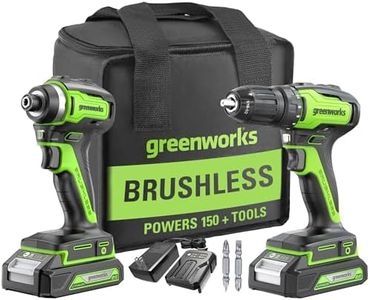 Greenworks 24V Brushless Cordless Drill and Impact Driver,Power Tool Combo Kit Included 1/2”Drill & 1/4”Hex Impact Driver and (2) Batteries, Fast Charger, 2 pcs Drill Bit Set & Bag