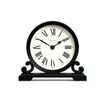 Jones Clocks® Saloon mantel clock | Traditional double scroll design | Black | Roman numerals | Classic style for desk, table, shelf or bedside