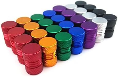 yueton 28pcs Colorful Aluminum Wheel Hub Shape Bicycle Bike Tire American Style Schrader Valve Caps Dust Covers