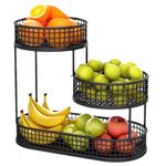 PRIME KRAFTS 3 Tier Multipurpose Fruit and Vegetables Storage Organizer for Home and Kitchen, Multi-Tier Countertop Fruits and Vegetables Basket - Black