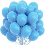 Prextex 75 Light Blue Party Balloons 12 Inch Light Blue Balloons with Matching Color Ribbon for Light Blue Theme Party Decoration, Baby Shower, Birthday Parties Supplies or Arch Décor - Helium Quality