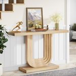 Tribesigns Farmhouse Entryway Table, 39" Narrow Console Table with Geometric Base, Wood Skinny Sofa Table Behind Couch with Storage for Living Room, Hallway, Foyer, Entrance