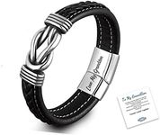 LIU JUN To My Son Bracelet from Mom, Mom and Son Braided Leather Stainless Steel Inspirational Wristband Bracelets Christmas Graduation Birthday Gifts for Son, General, Stainless Steel, no gemstone