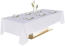 Urby Polyester Rectangular Table Cloth for 4-6 Foot Table That Seats 4-6 Person. Nappe de Table rectangulaire. Ideal for Banquet, Wedding and Events (White, 60'' x 84'').