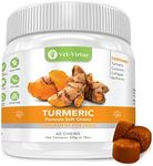 Turmeric for Dogs - Organic Turmeric with Curcumin, Hip and Joint Supplement Dogs Soft Chew, with Collagen and Bioprene, High Absorption Eliminates Joint Pain Inflammation - 60 Count